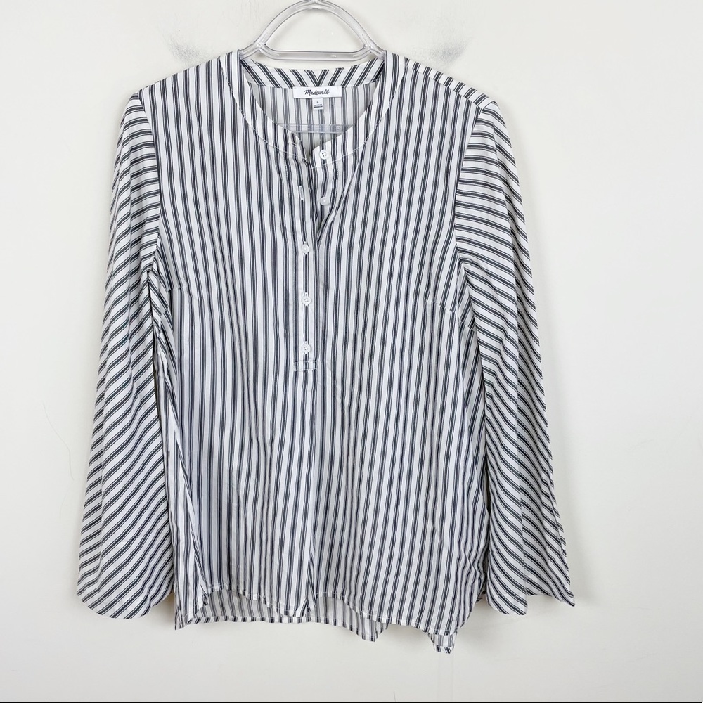 Madewell Striped Button Down Flare Sleeve Blouse - Picture 2 of 8